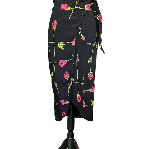 Vintage 90s Betsey Johnson Floral Rose Faux Wrap Dress - Picture 4 of 9